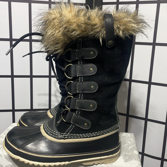 Sorel Joan of Arctic Black Snow Boots Faux Fur Size 8 US - Picture 4 of 9